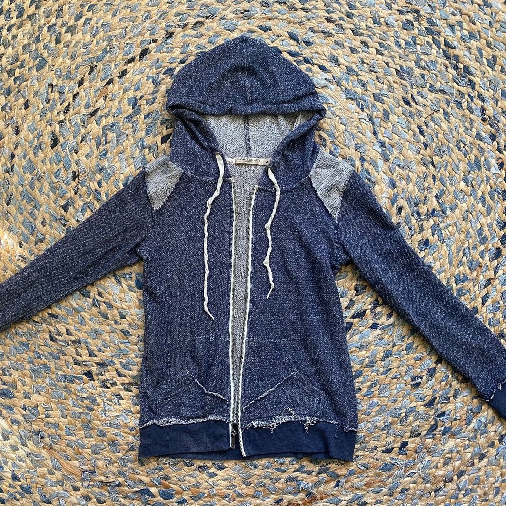 Distressed zip-up hoodie